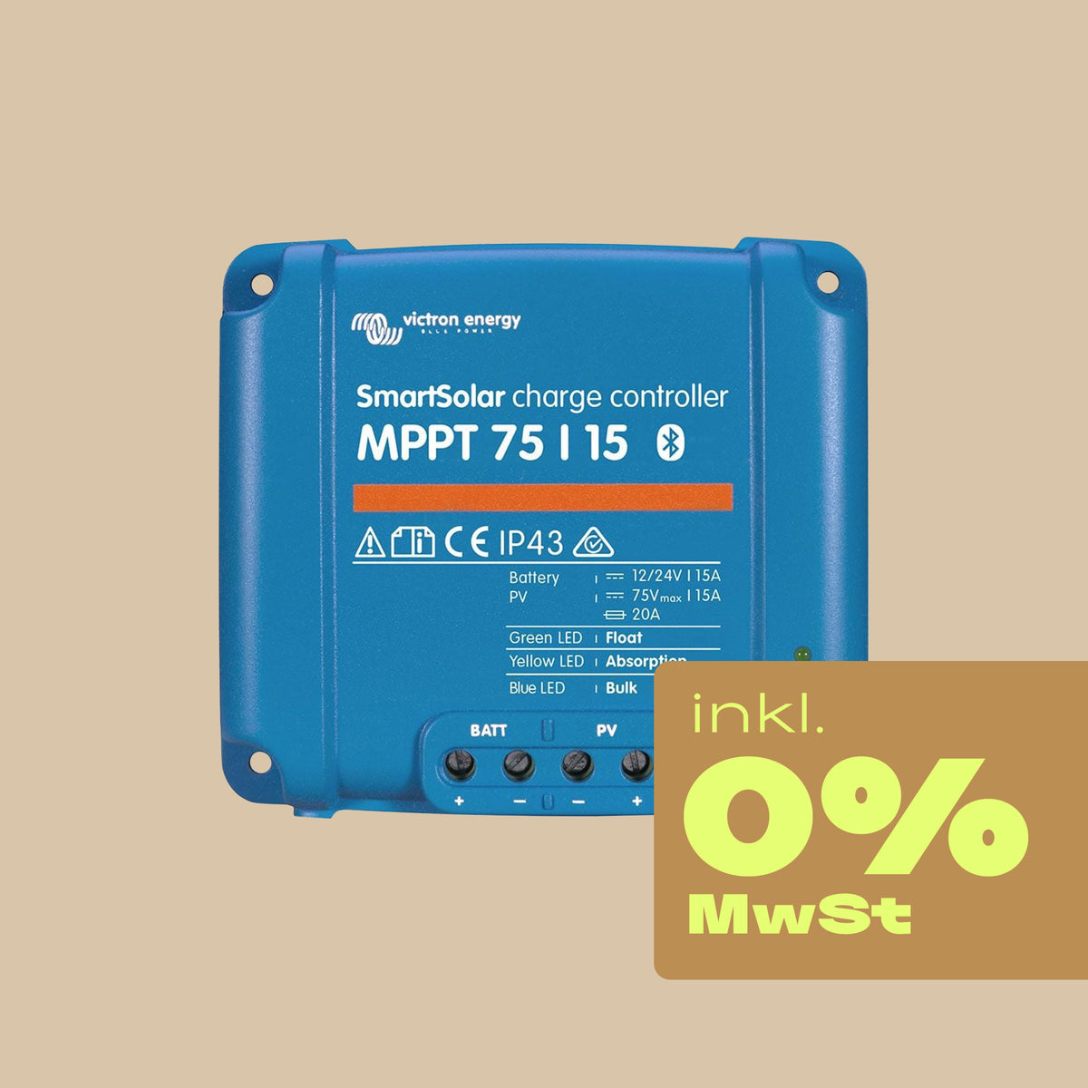 Victron Smartsolar MPPT 75/15 15A 12V 24V Régulateur de Charge Solaire - 0% TVA